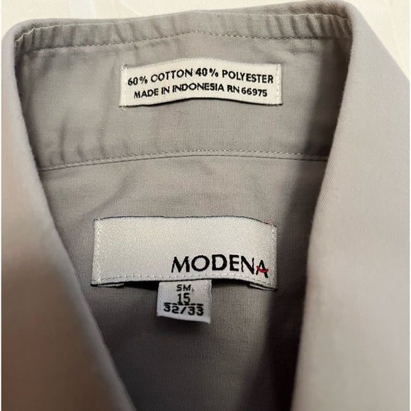 Modena/men’s gray shirt, size 15, 32/33 - Picture 2 of 2